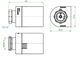Oventrop Funkstellantrieb mit Gewindeanschluss, dargestellt in einem technischen Diagramm. Sichtbare Maße und Details zur Montage sind angegeben.